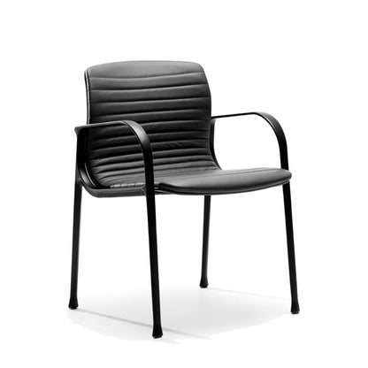 Sedia UNION GUEST a quattro gambe Vaghi colore nero, vista di tre quarti
