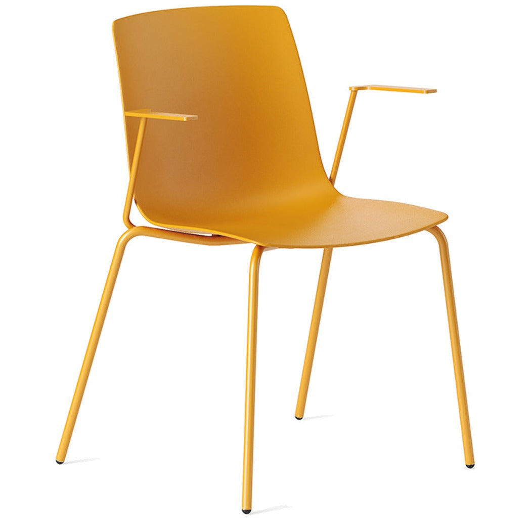 Sedia YO PLASTIC Frezza gialla con braccioli e cuscino applicato