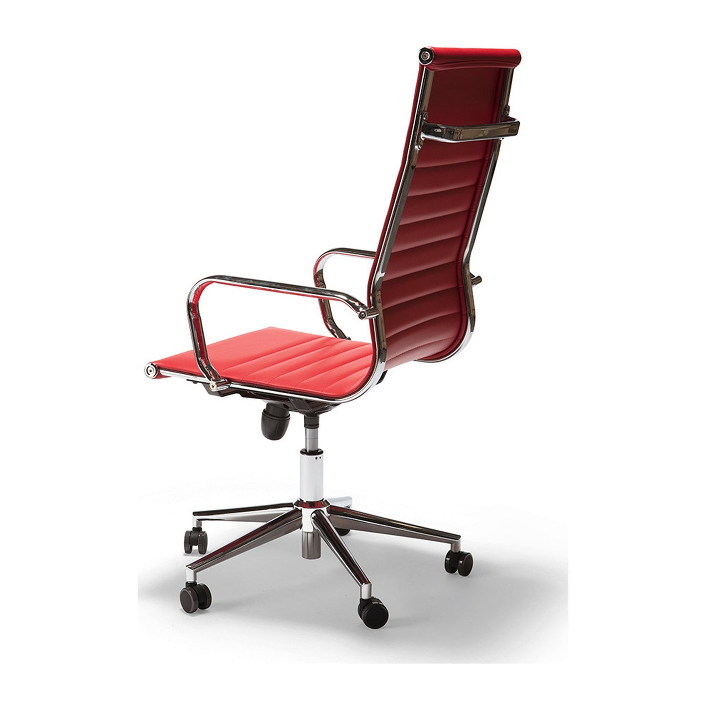 Sedia direzionale ZEUS H MStyle in similpelle colore rosso, vista posteriore