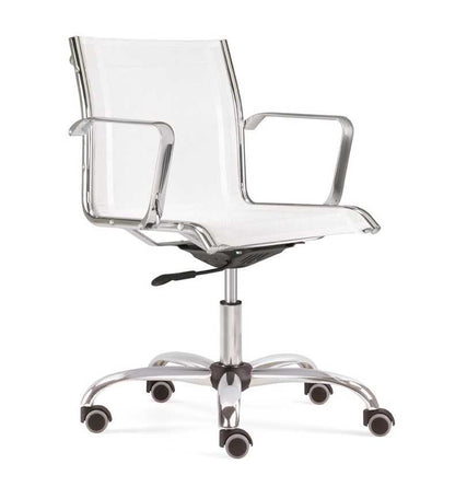Sedia direzionale ICE L MStyle con schienale in rete nera, meccanismo oscillante monoblock e base cromata piramidale su ruote gommate