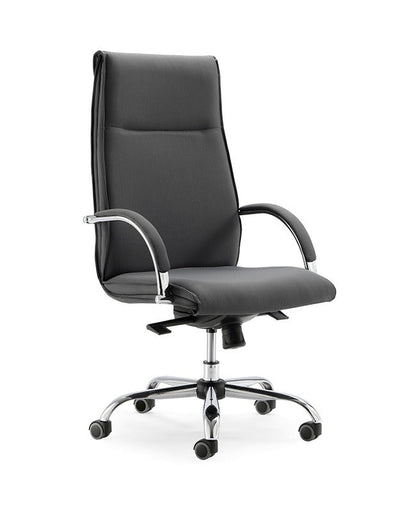 Sedia direzionale CROMA H QUICK MStyle in similpelle nera a schienale alto, consegna in 4-5 giorni lavorativi