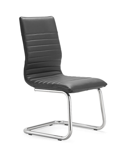 Sedia d'attesa GENESIS V MStyle con slitta in acciaio cromato, telaio rivestito in poliuretano espanso e braccioli in alluminio cromato